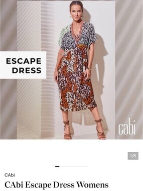 CAbi Escape Dress — Multicolor Leopard with Rust & Cream